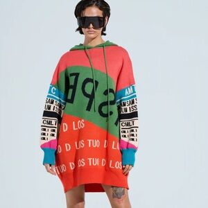 LOUD AND PROUD PULLOVER HOODED SWEATER DRESS